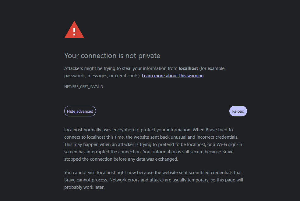 Allow unsafe https localhost in chrome